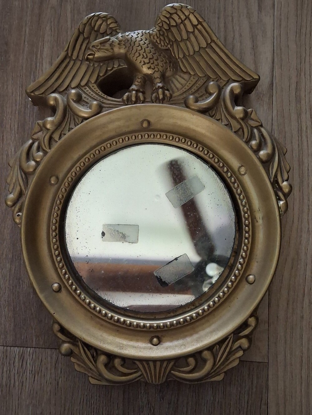 1968 Vintage Miller Studio Gold Chalkware Federal Eagle Wall Mirror, Americana,